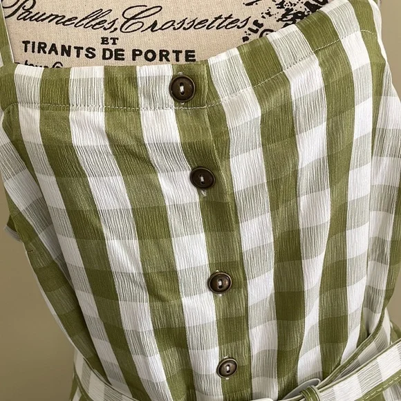 NWT ModCloth Past But Not Least Green Belted Gingham Dress SZ L - Picture 5 of 14